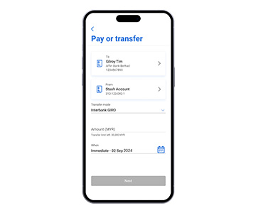 /Transfer funds to account number