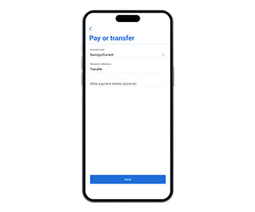 /Transfer funds to account number